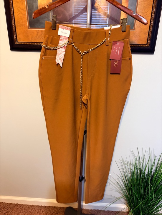 Indigo Pants - NWT Indigo Scuba Gold Chain Pants - Brown
